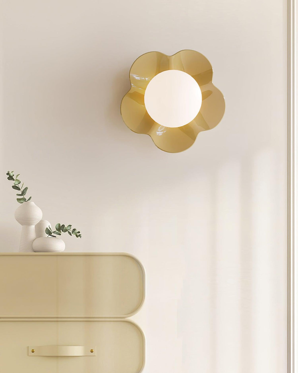 Flower Wall Light with Opal Glass Globe Shade - Arrielight