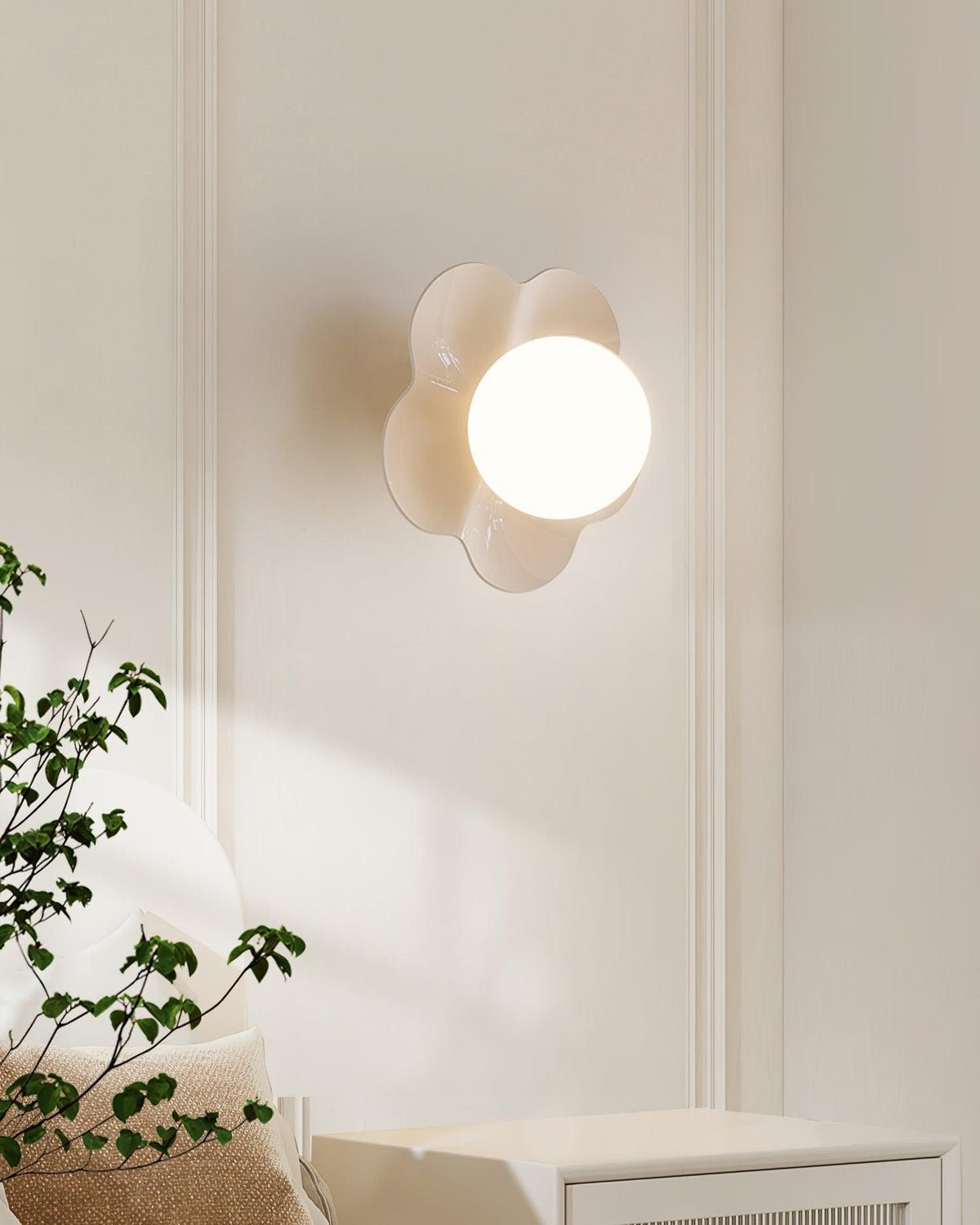 Flower Wall Light with Opal Glass Globe Shade - Arrielight