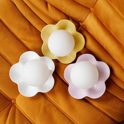 Flower Wall Light with Opal Glass Globe Shade - Arrielight