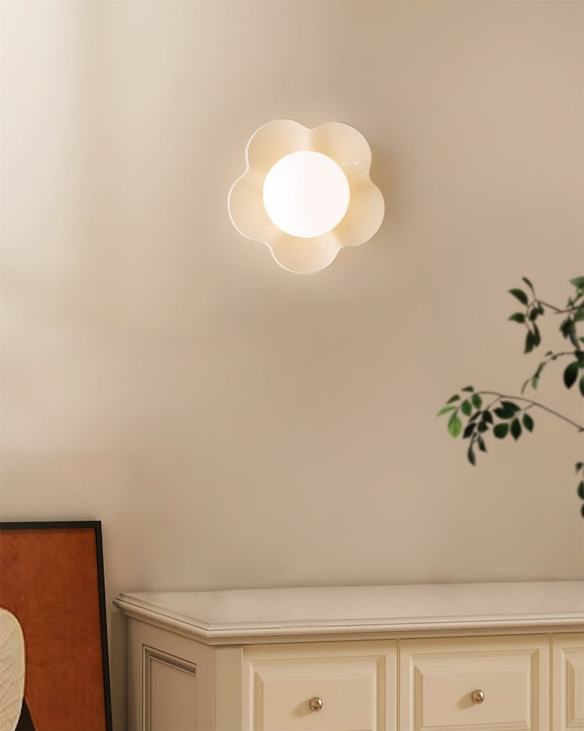 Flower Wall Light with Opal Glass Globe Shade - Arrielight