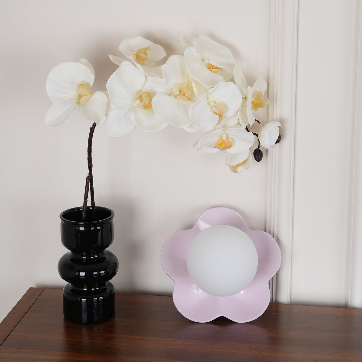 Flower Wall Light with Opal Glass Globe Shade - Arrielight