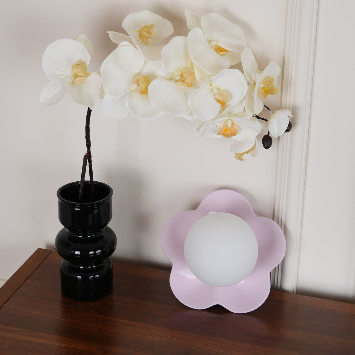 Flower Wall Light with Opal Glass Globe Shade - Arrielight