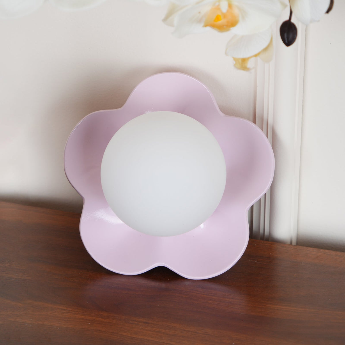 Flower Wall Light with Opal Glass Globe Shade - Arrielight