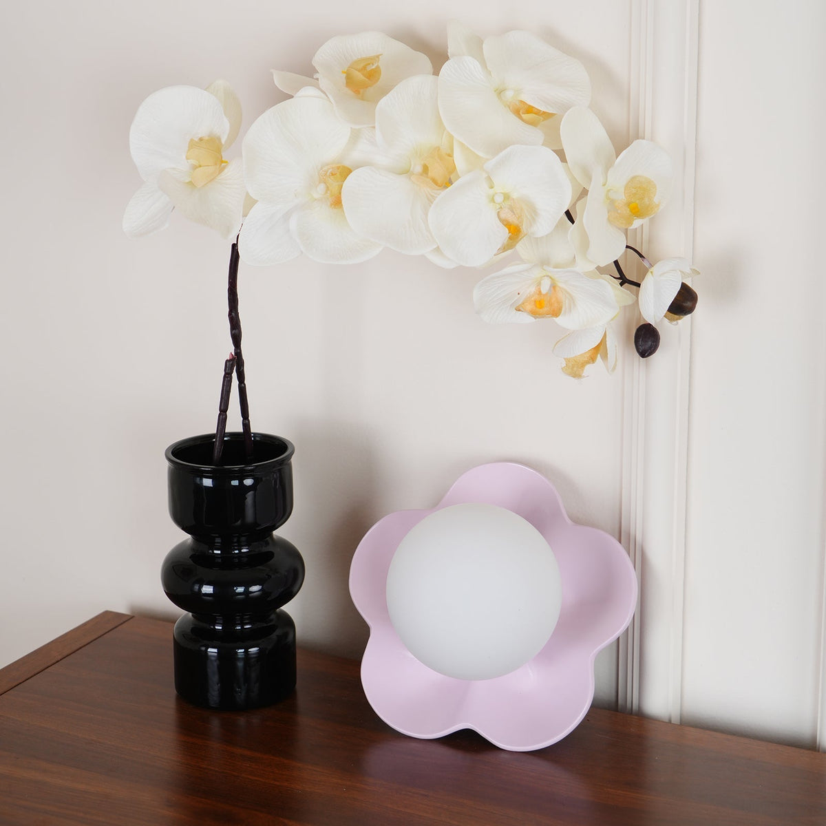 Flower Wall Light with Opal Glass Globe Shade - Arrielight