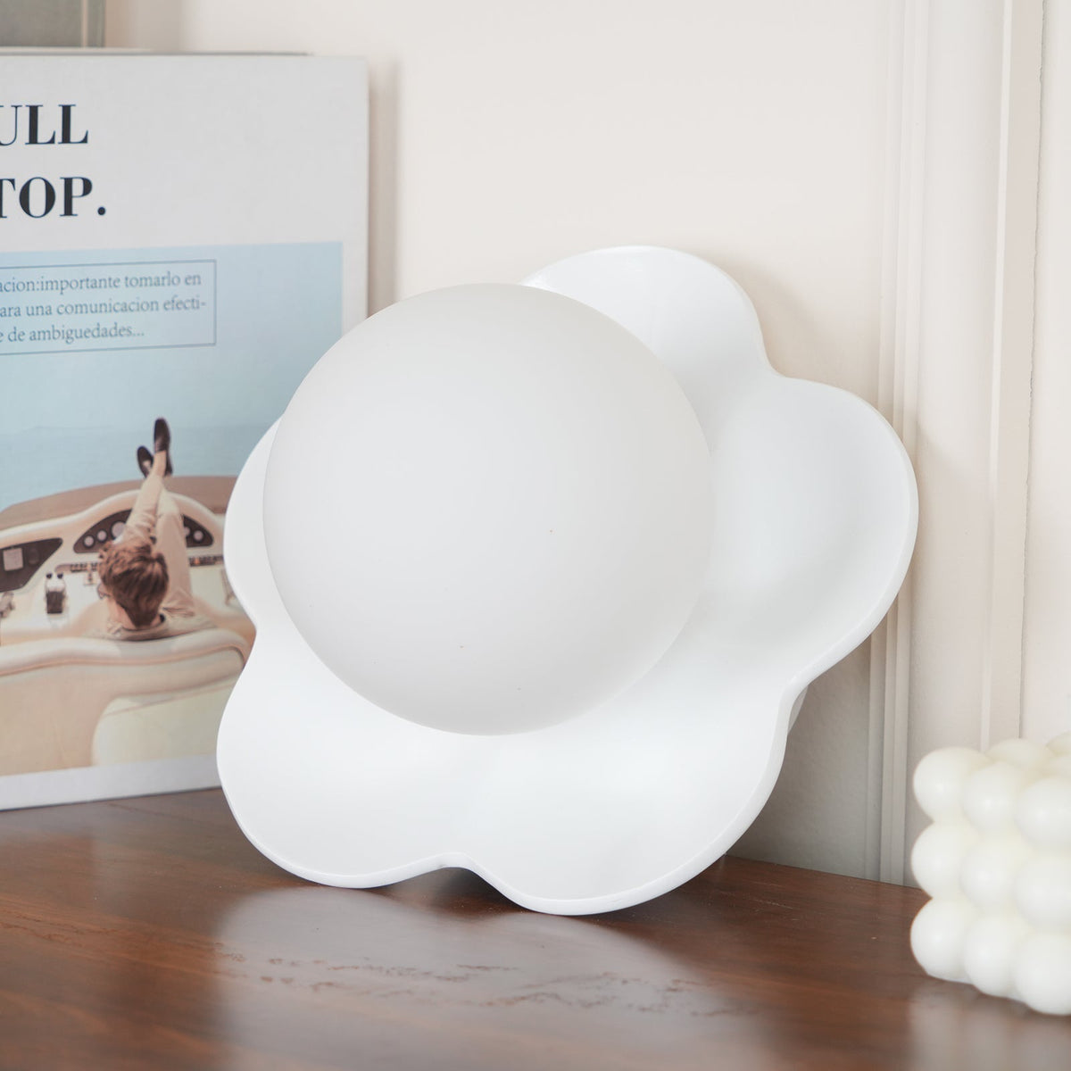 Flower Wall Light with Opal Glass Globe Shade - Arrielight