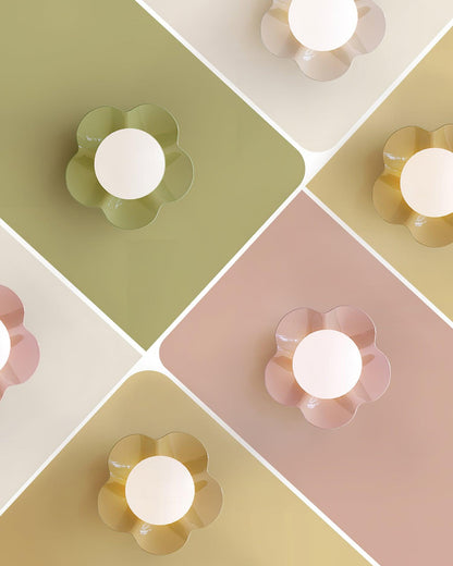 Flower Wall Light with Opal Glass Globe Shade - Arrielight