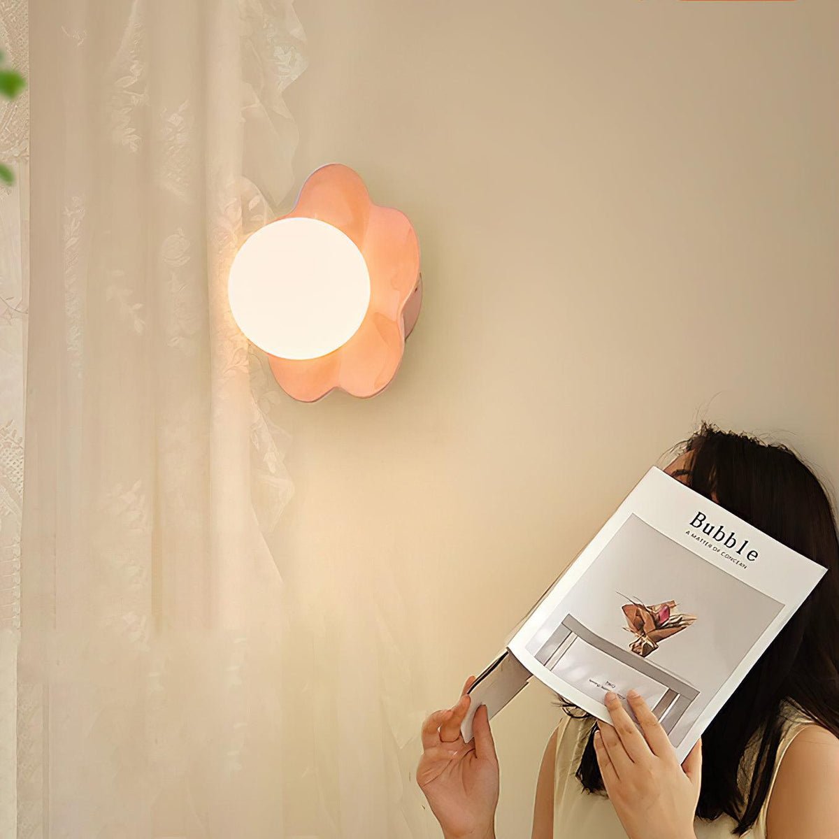 Flower Wall Light with Opal Glass Globe Shade - Arrielight