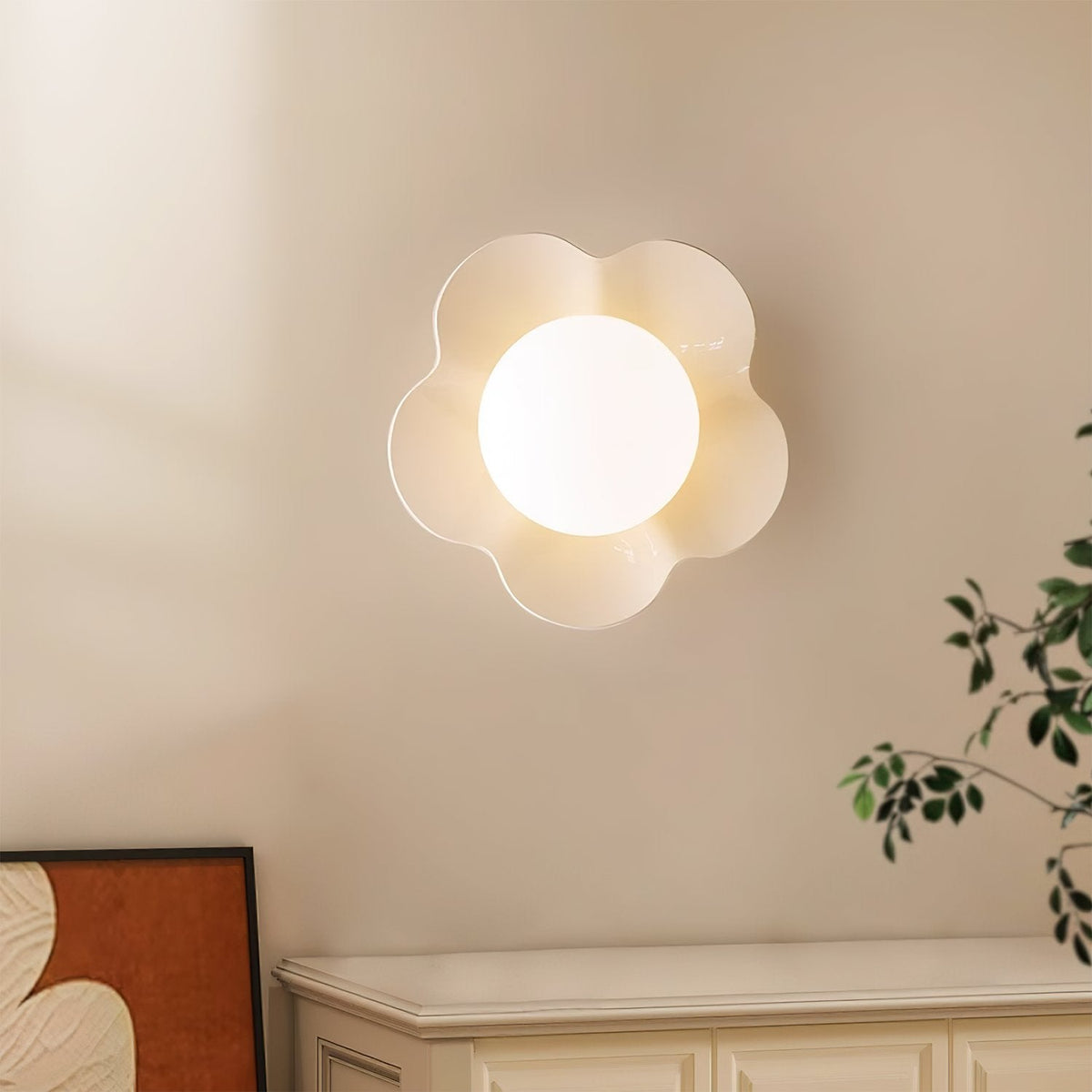 Flower Wall Light with Opal Glass Globe Shade - Arrielight