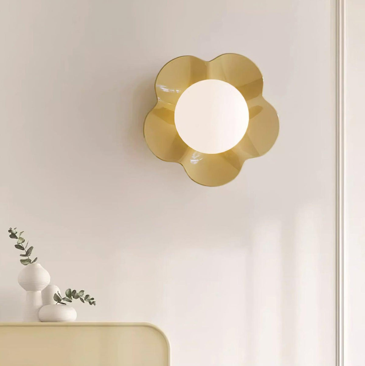 Flower Wall Light with Opal Glass Globe Shade - Arrielight