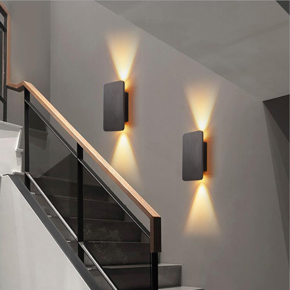 Brushed Metal Rectangular Up and Down LED Wall Light - Arrielight