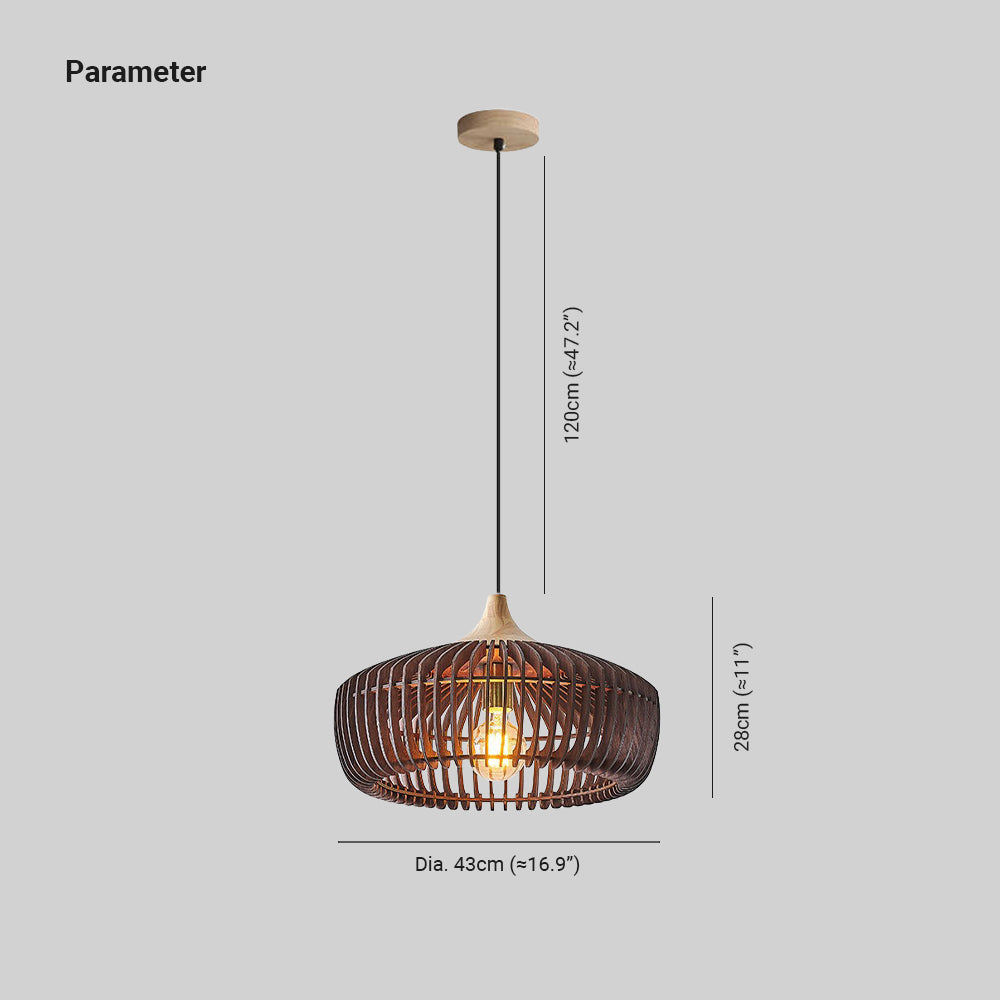 Slatted Wood Dome Ceiling Pendant Light - Arrielight