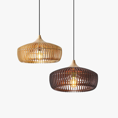 Slatted Wood Dome Ceiling Pendant Light - Arrielight