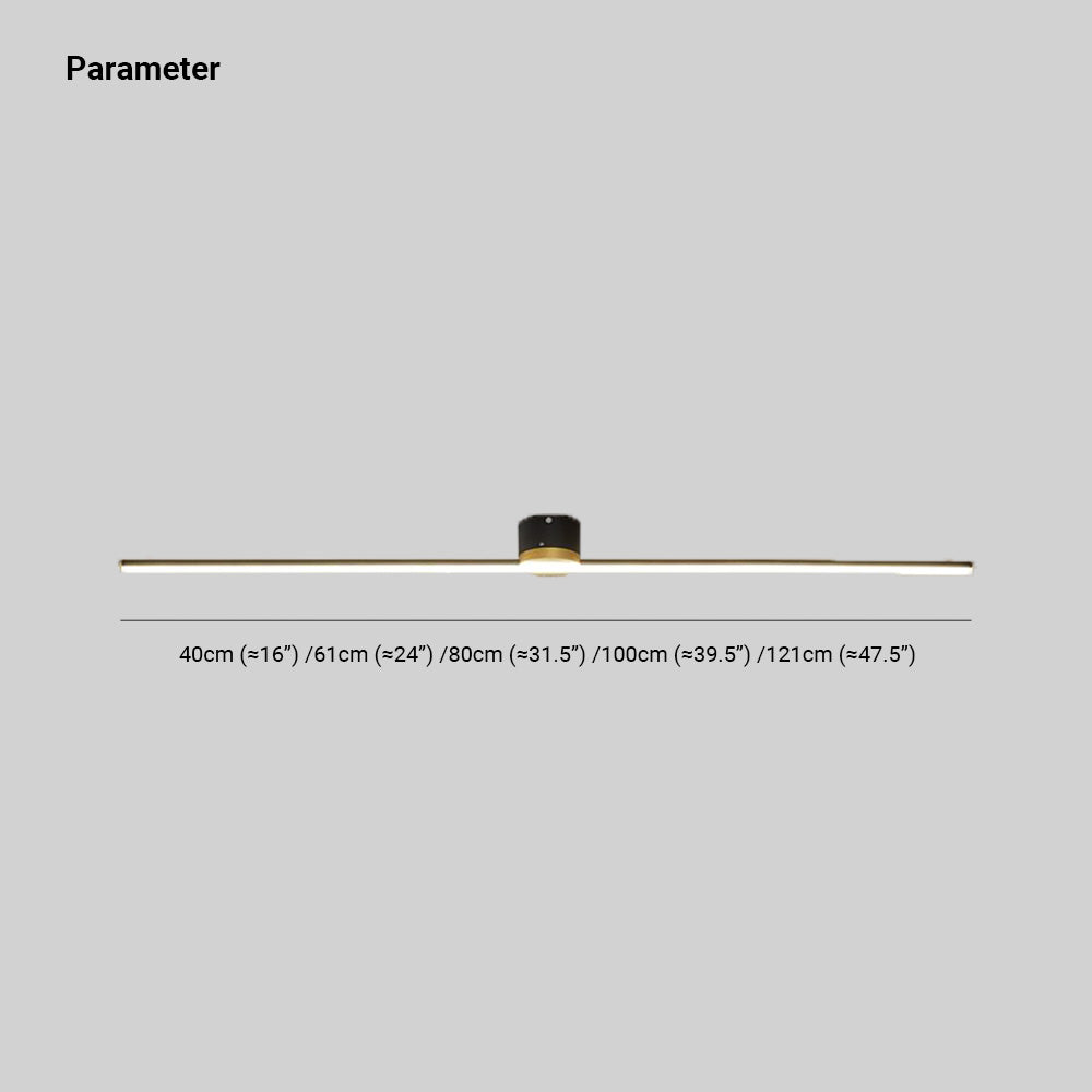 Slim Linear Bar Flush Ceiling Light with Gold Detail - Arrielight