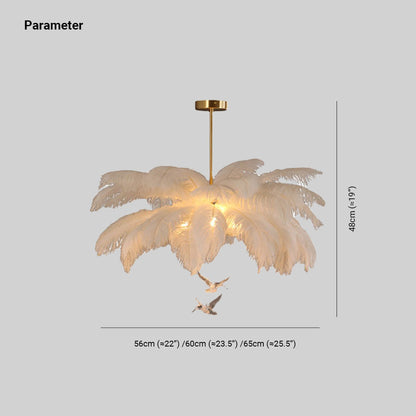 Ostrich Feather Chandelier with Crystal Birds - Arrielight