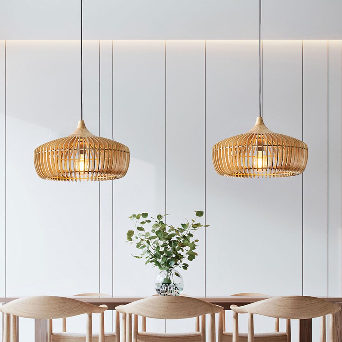 Slatted Wood Dome Ceiling Pendant Light - Arrielight