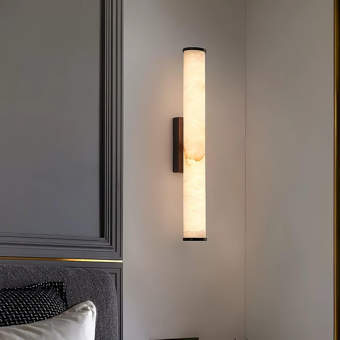 Modern LED Wall Light with Alabaster-Effect Shade – Elegant Design for Bedroom & Living Room