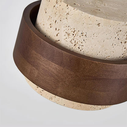 Travertine and Walnut Wood Ceiling Pendant Light - Arrielight