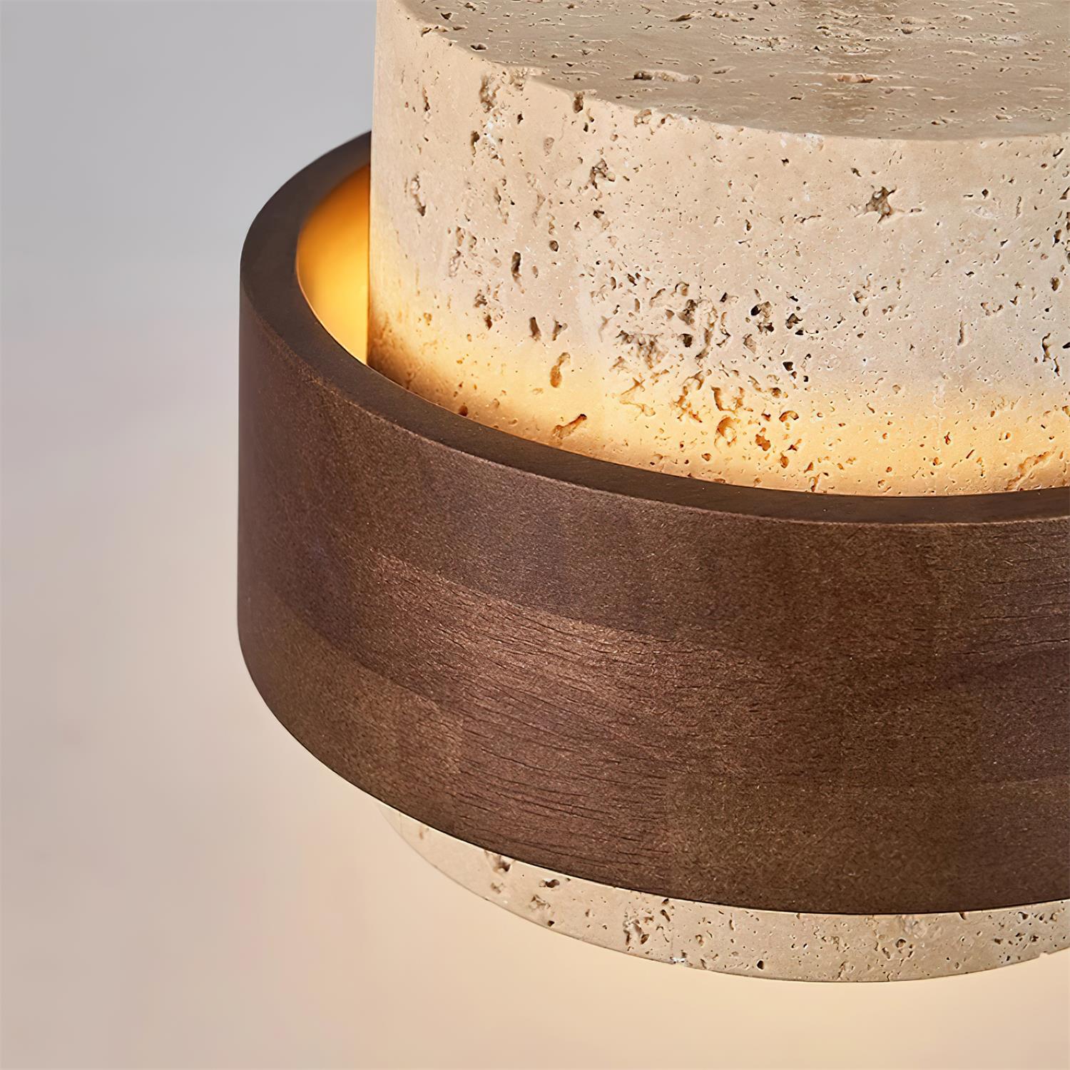 Travertine and Walnut Wood Ceiling Pendant Light - Arrielight