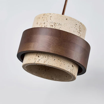 Travertine and Walnut Wood Ceiling Pendant Light - Arrielight