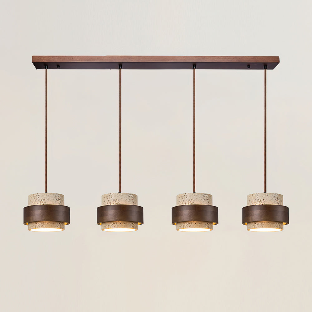Travertine and Walnut Wood Ceiling Pendant Light - Arrielight