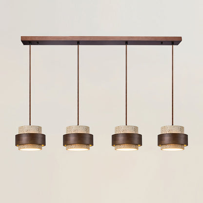 Travertine and Walnut Wood Ceiling Pendant Light - Arrielight