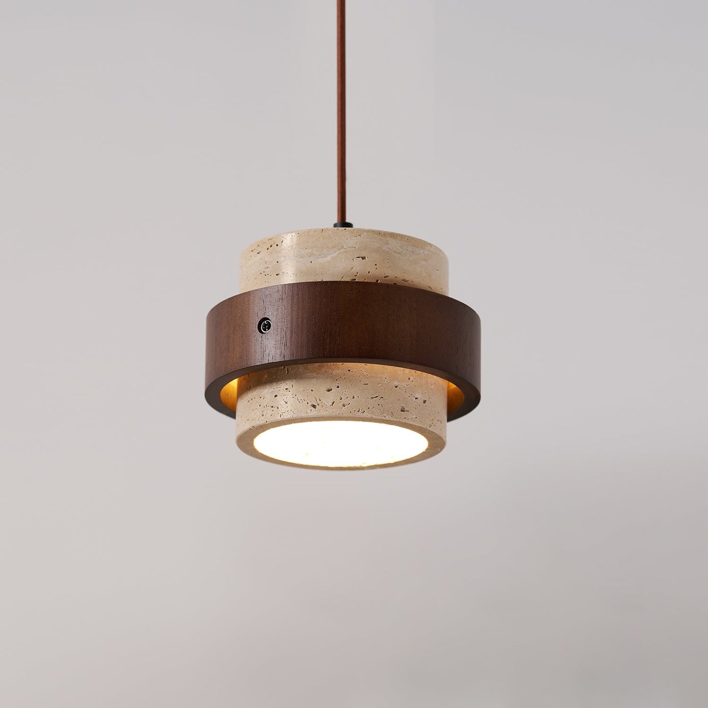 Travertine and Walnut Wood Ceiling Pendant Light - Arrielight