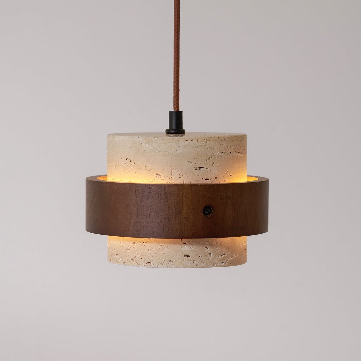 Travertine and Walnut Wood Ceiling Pendant Light - Arrielight