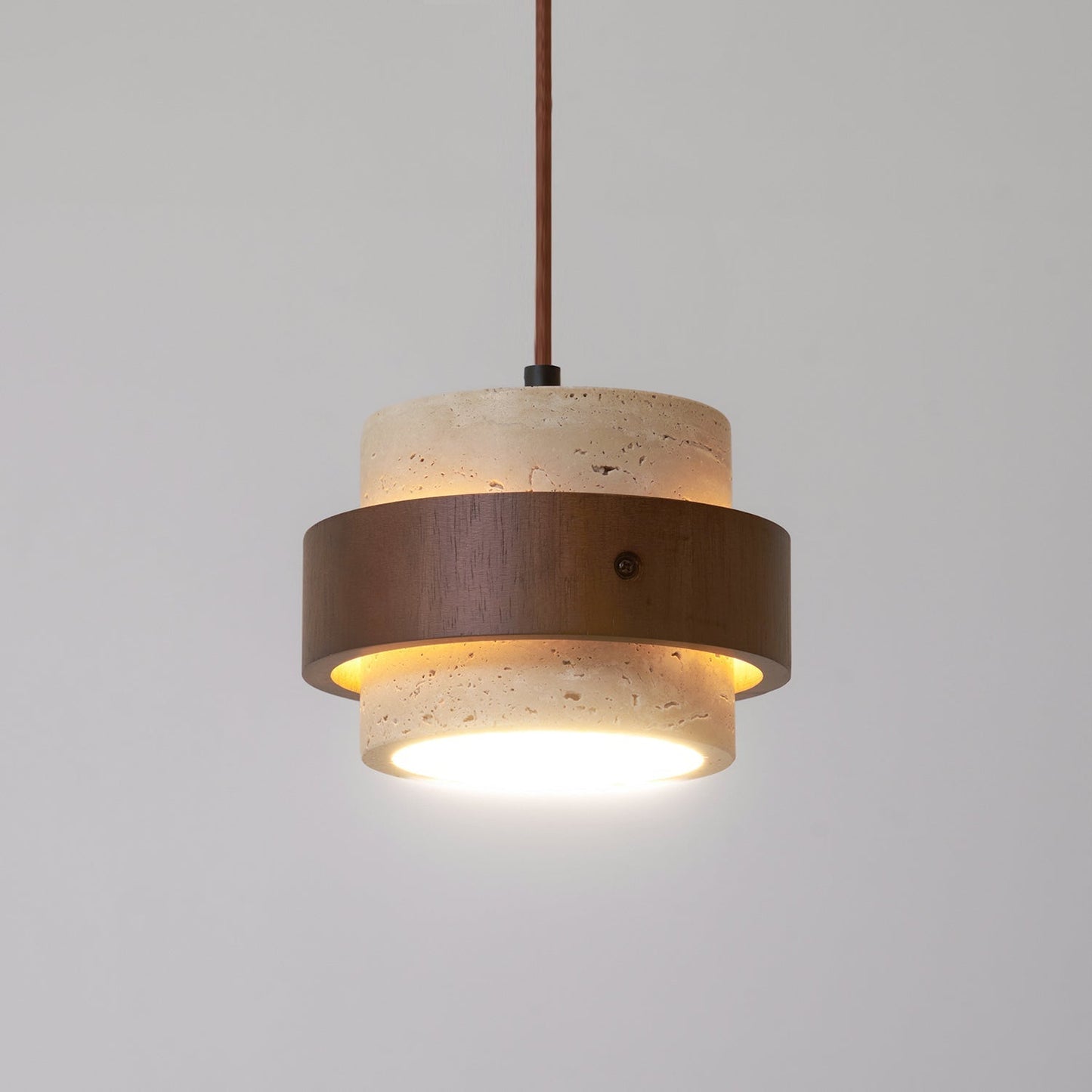 Travertine and Walnut Wood Ceiling Pendant Light - Arrielight