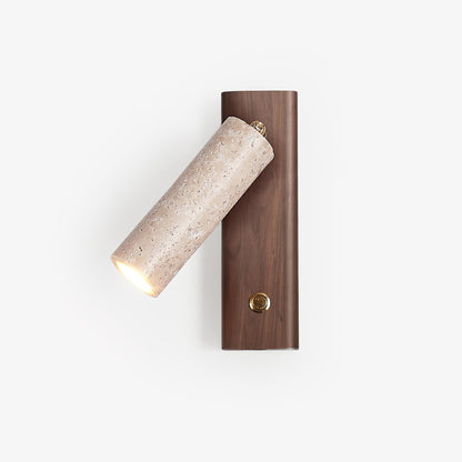 Travertine and Wood Cylinder Wall Light - Arrielight