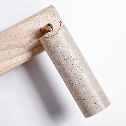 Travertine and Wood Cylinder Wall Light - Arrielight