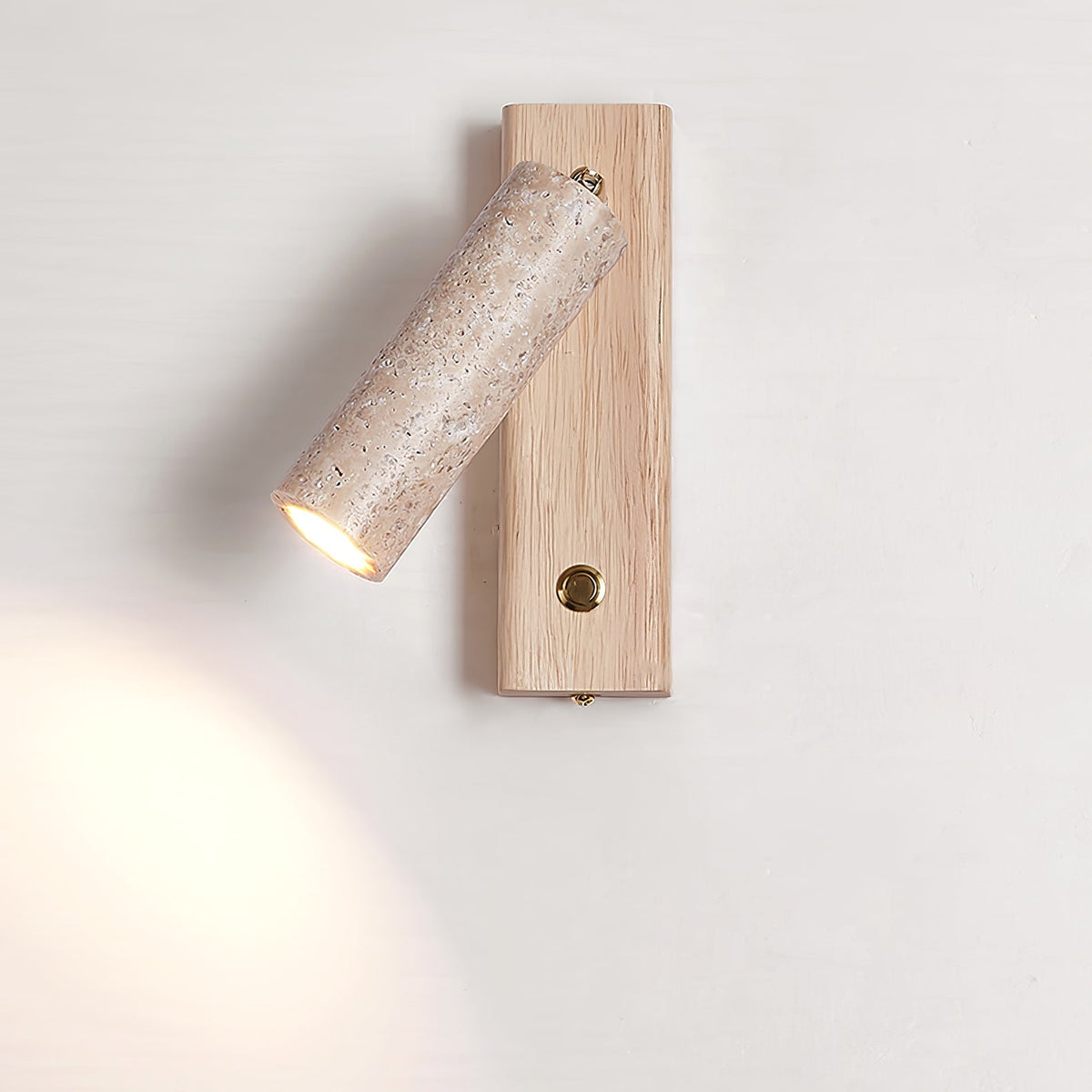 Travertine and Wood Cylinder Wall Light - Arrielight