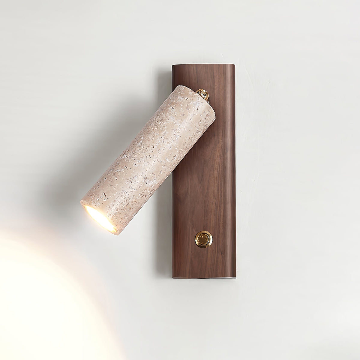 Travertine and Wood Cylinder Wall Light - Arrielight