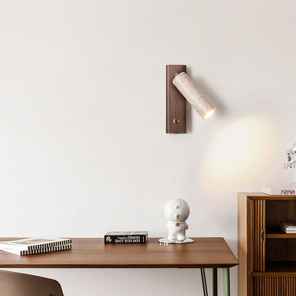 Travertine and Wood Cylinder Wall Light - Arrielight