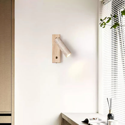 Travertine and Wood Cylinder Wall Light - Arrielight