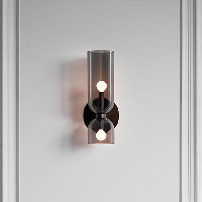 Cylindrical Glass Up and Down Wall Light, 2 Light - Arrielight