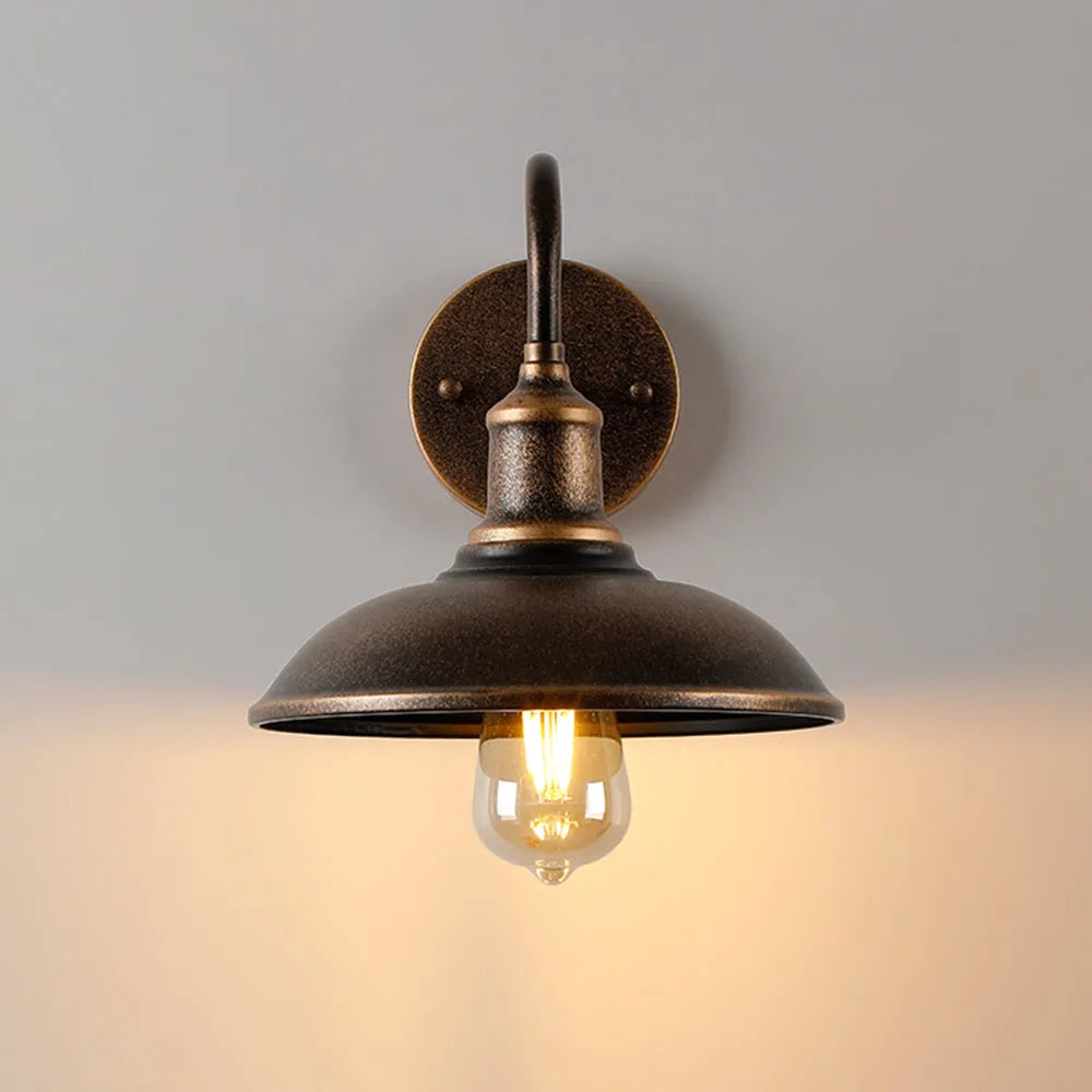 Rustic Bowl Gooseneck Metal Outdoor Wall Light - Arrielight