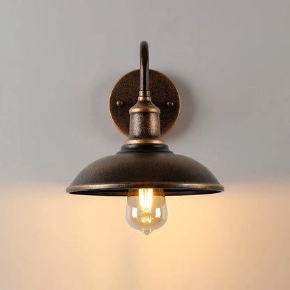 Rustic Bowl Gooseneck Metal Outdoor Wall Light - Arrielight