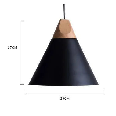Scandinavian Pendant Lights – Colourful Cones with Wood and Metal