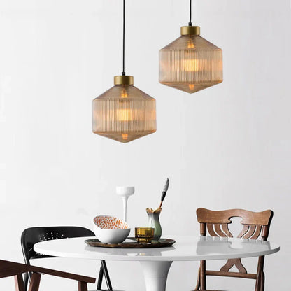 Elegant Glass Pendant Light with Ribbed Shade