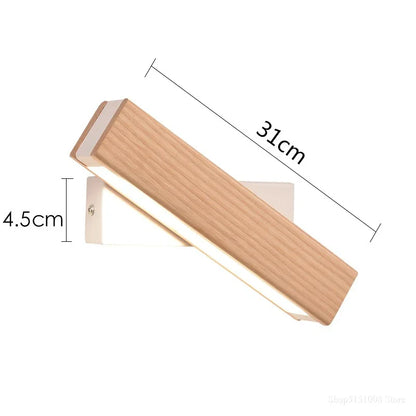 Adjustable Wooden LED Wall Light – Modern Reading Lamp