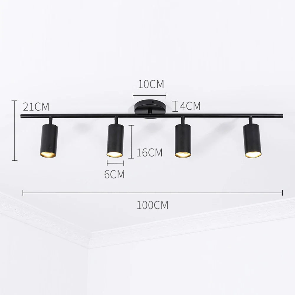 Modern LED Ceiling Light Bar with Adjustable Spotlights – 1/2/3/4 Spot
