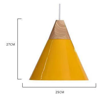Scandinavian Pendant Lights – Colourful Cones with Wood and Metal