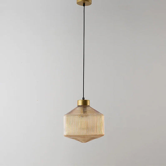 Elegant Glass Pendant Light with Ribbed Shade