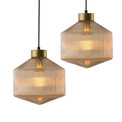 Elegant Glass Pendant Light with Ribbed Shade