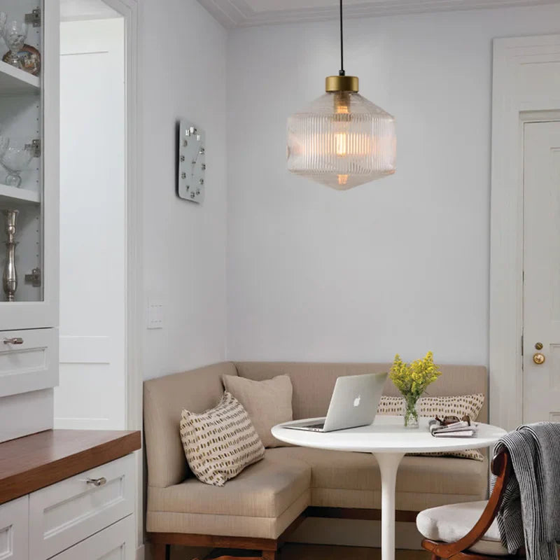 Elegant Glass Pendant Light with Ribbed Shade