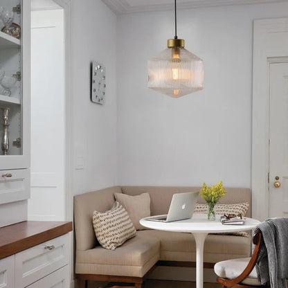 Elegant Glass Pendant Light with Ribbed Shade