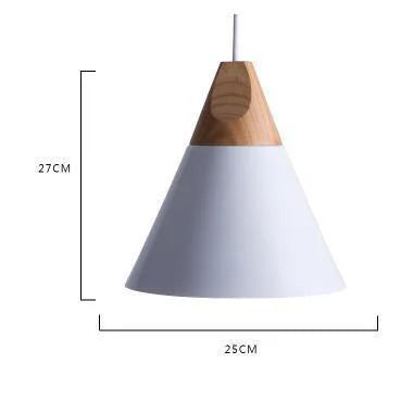 Scandinavian Pendant Lights – Colourful Cones with Wood and Metal