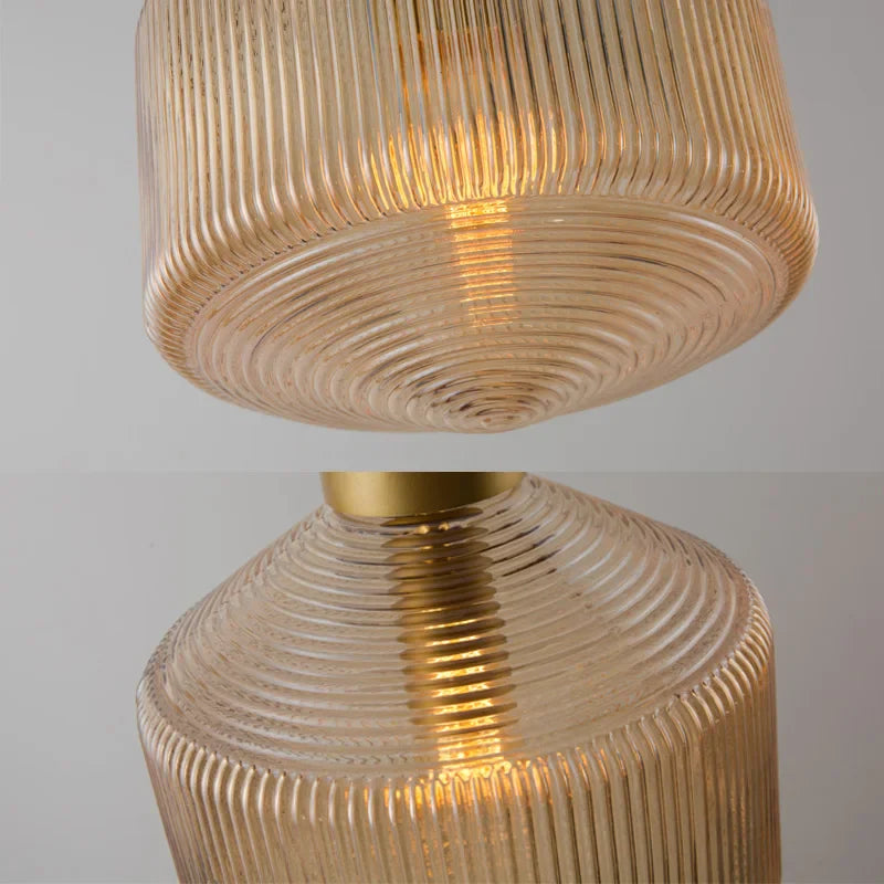 Elegant Glass Pendant Light with Ribbed Shade