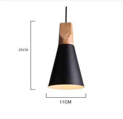 Scandinavian Pendant Lights – Colourful Cones with Wood and Metal