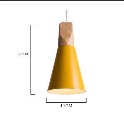 Scandinavian Pendant Lights – Colourful Cones with Wood and Metal